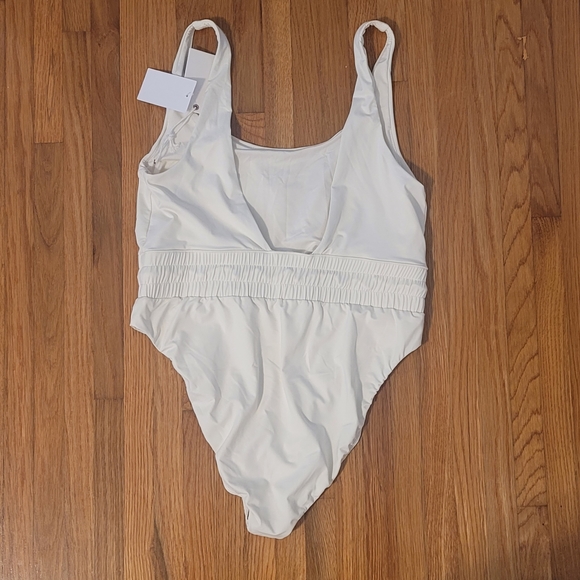 Good American Waist Framer One-Piece Swimsuit Drawstring Ivory 4 US Large/X-Larg - Picture 5 of 10